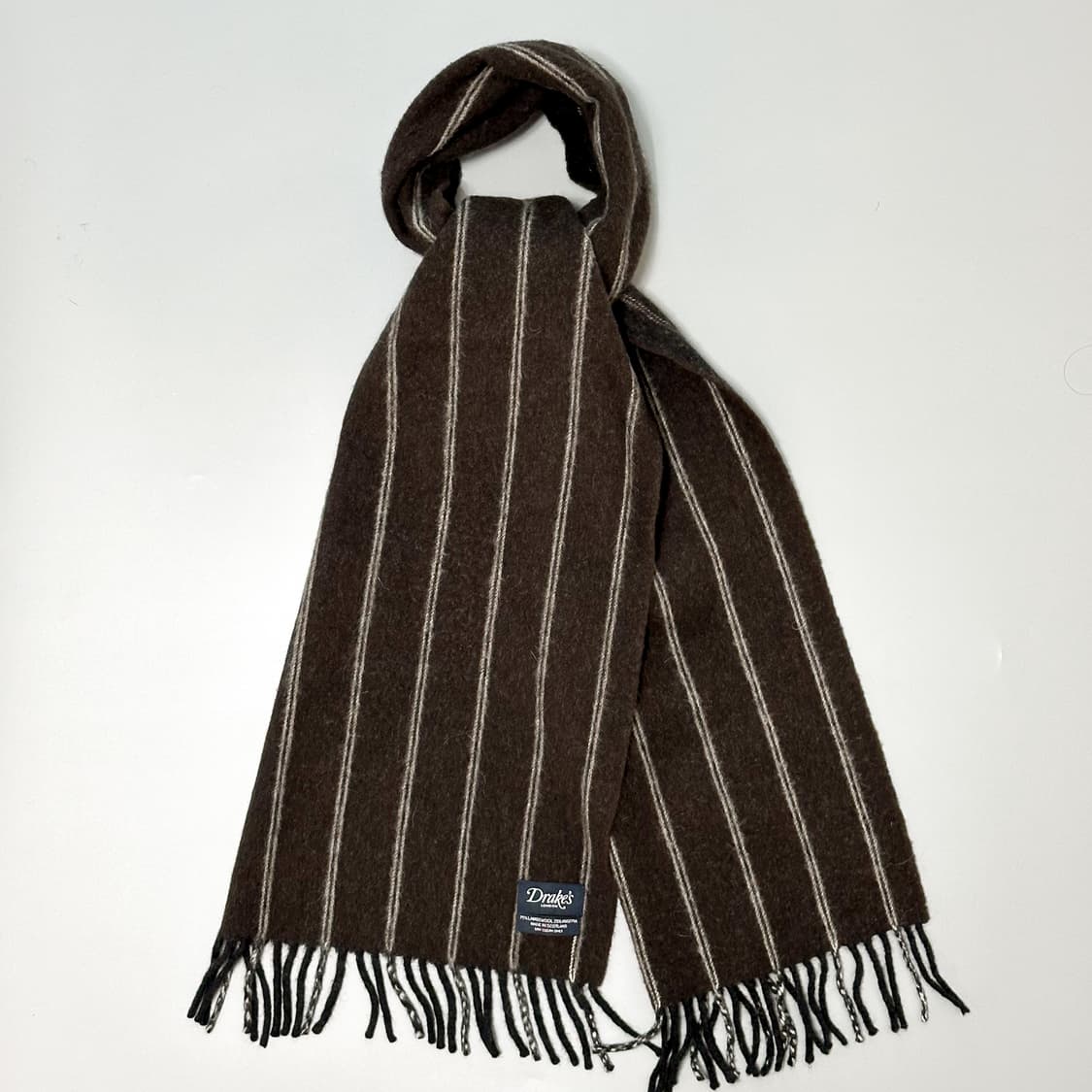 [Drakes] 드레익스 브라운 스트라이프 머플러 상품이미지1