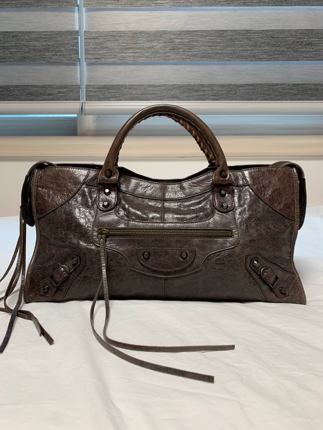 희귀 발렌시아가 시티백 모터백 엔틱브라운 라지 상품이미지1