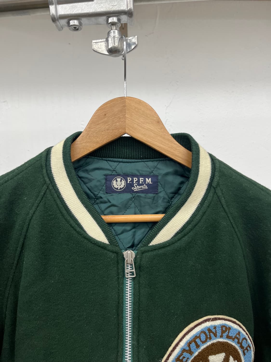 XL) PPFM WOOL GREEN VARSITY JAKCET 상품이미지2