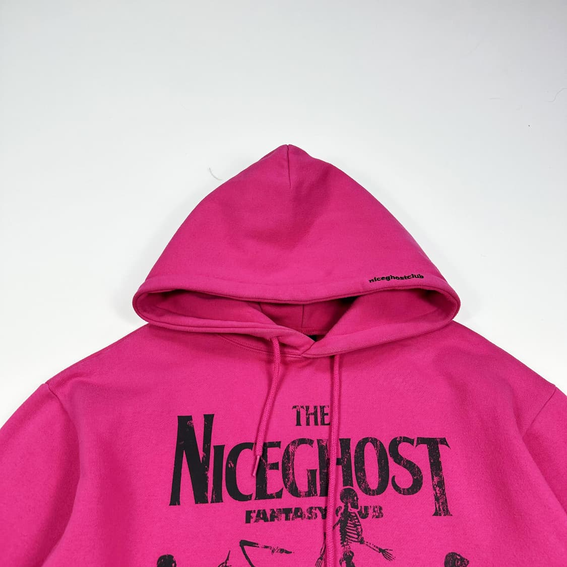 나이스고스트클럽 스컬 핑크 박시 후드티 (실측 XL) 상품이미지1