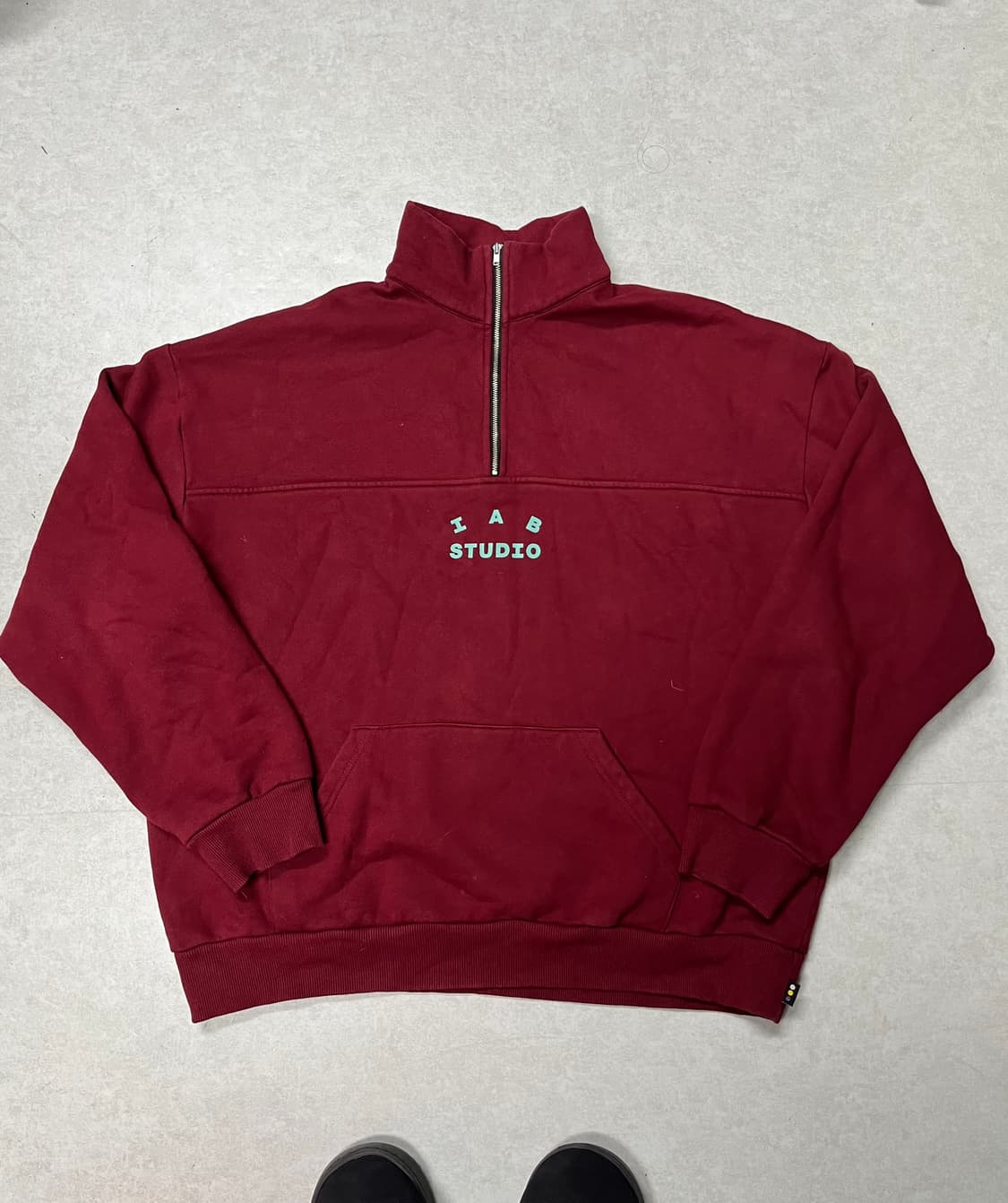 IAB STUDIO 코튼 하프집업 풀오버 마룬 상품이미지2