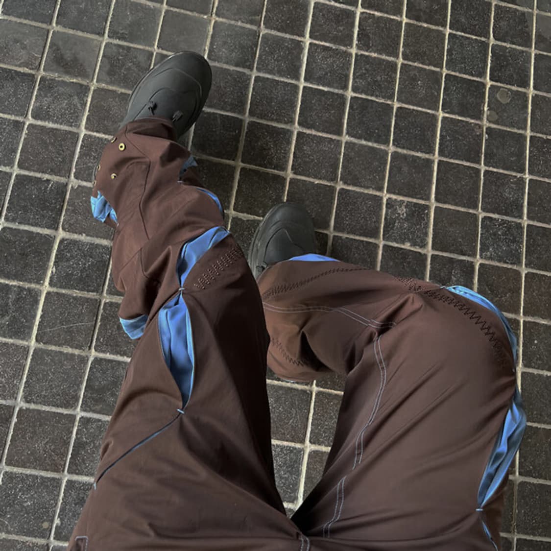 에이옵 바 택 커브 팬츠(브라운/스카이블루) 상품이미지1