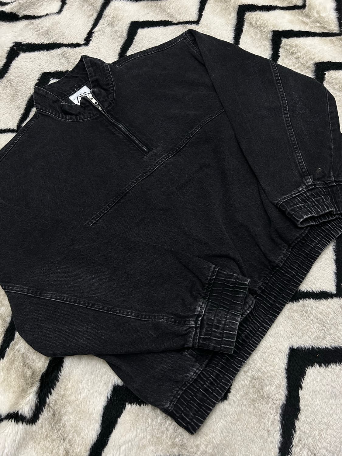 [한국2XL]ZARA 워시드 풀오버 데님/흑청 상품이미지1