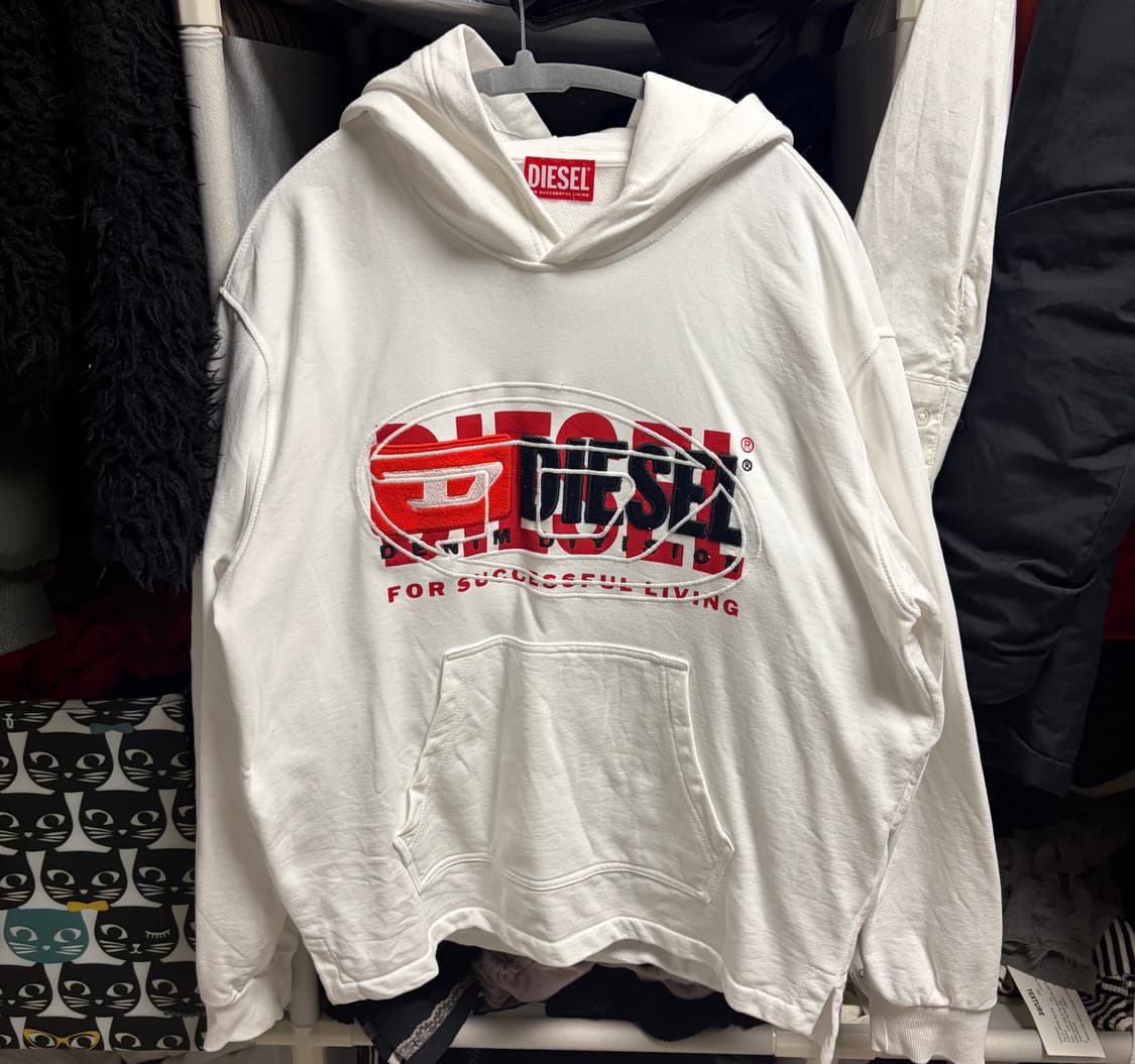 디젤 화이트 로고 프린팅 후드티16y 상품이미지1