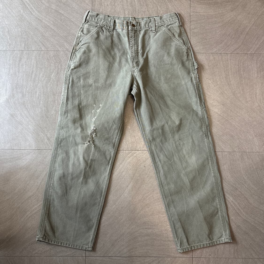 칼하트 오리지널 모스 그린 카펜터 팬츠 상품이미지5