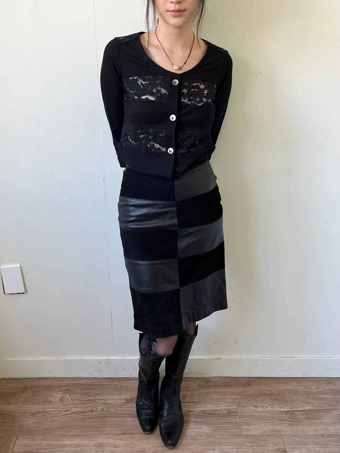 vivapresto 블랙 시스루 가디건 상품이미지4