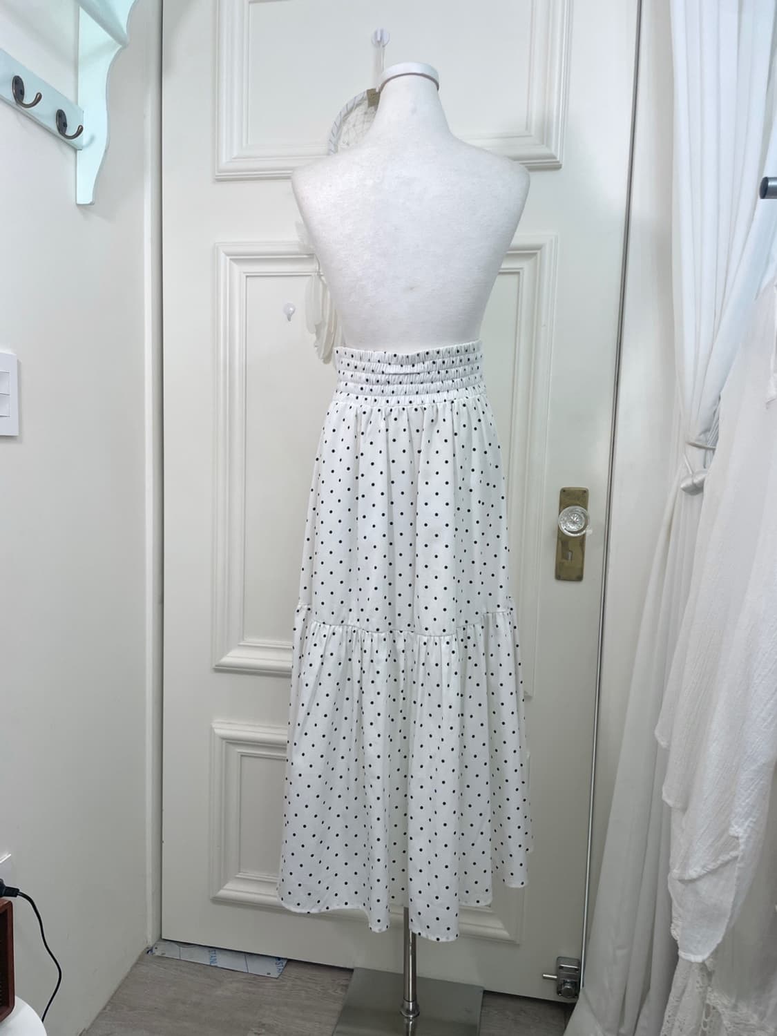 white black dot summer long skirt 상품이미지3