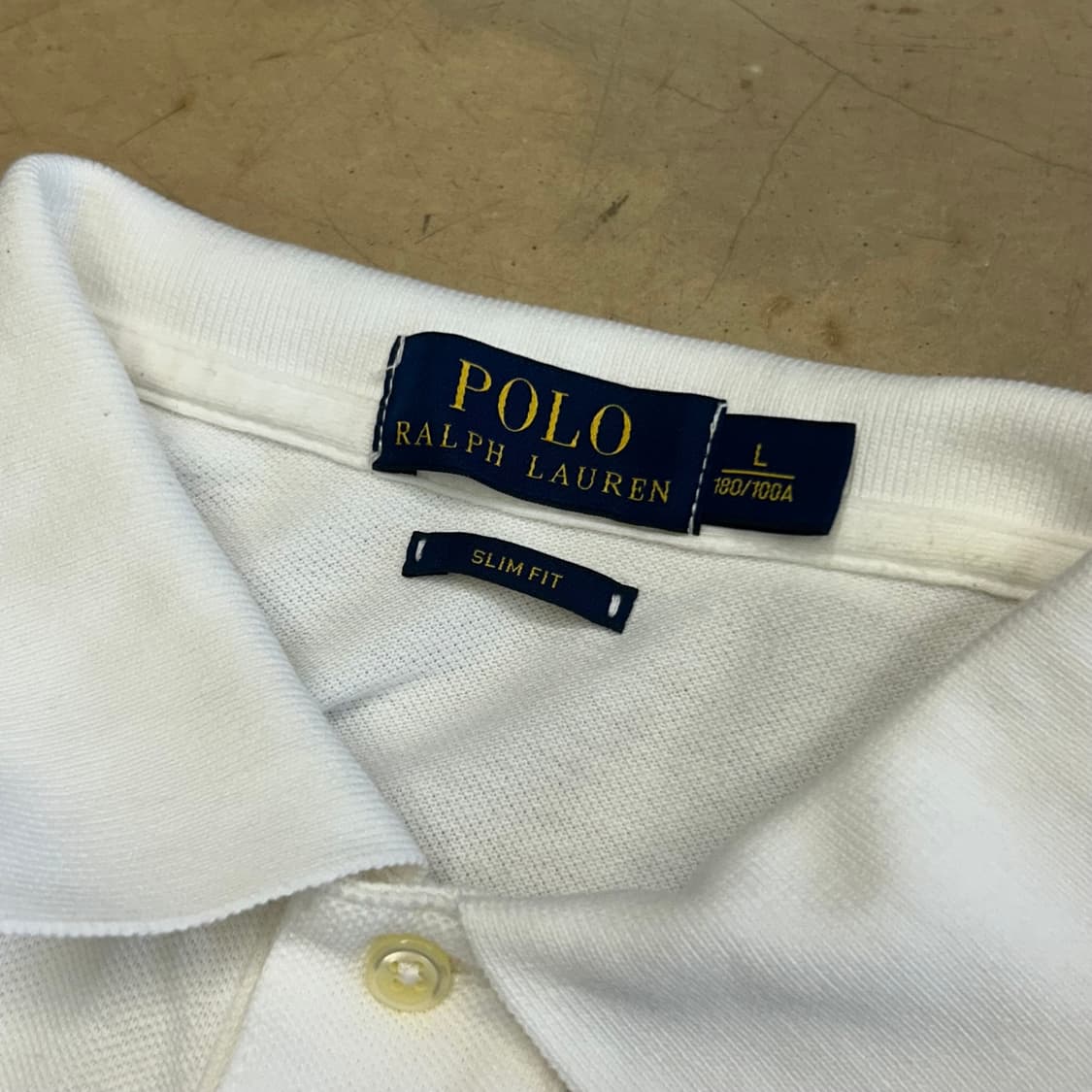 L 폴로랄프로렌 슬림핏 화이트 카라 반팔 티셔츠 상품이미지4