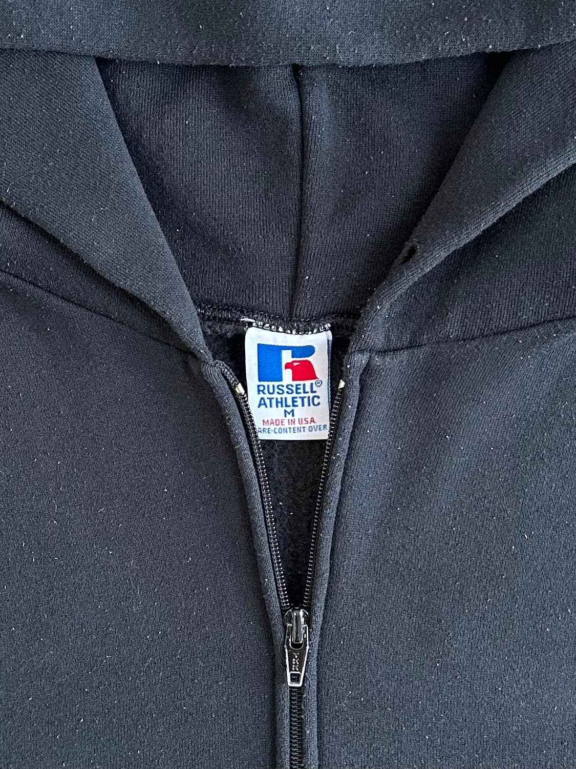 90s 빈티지 러셀 후드집업 블랙 M USA 상품이미지6