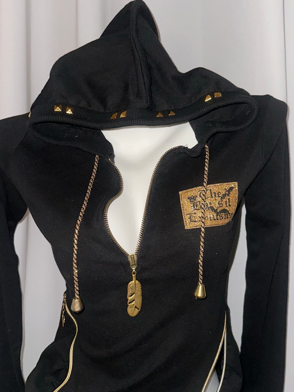 갸루 펑크 빈티지 후드 미니 원피스 상품이미지3