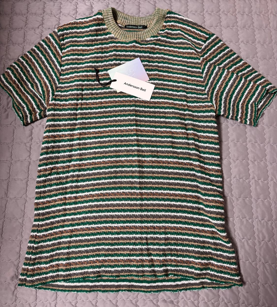 앤더슨벨 에스닉 스트라이프 숏 슬리브 니트 M 상품이미지2
