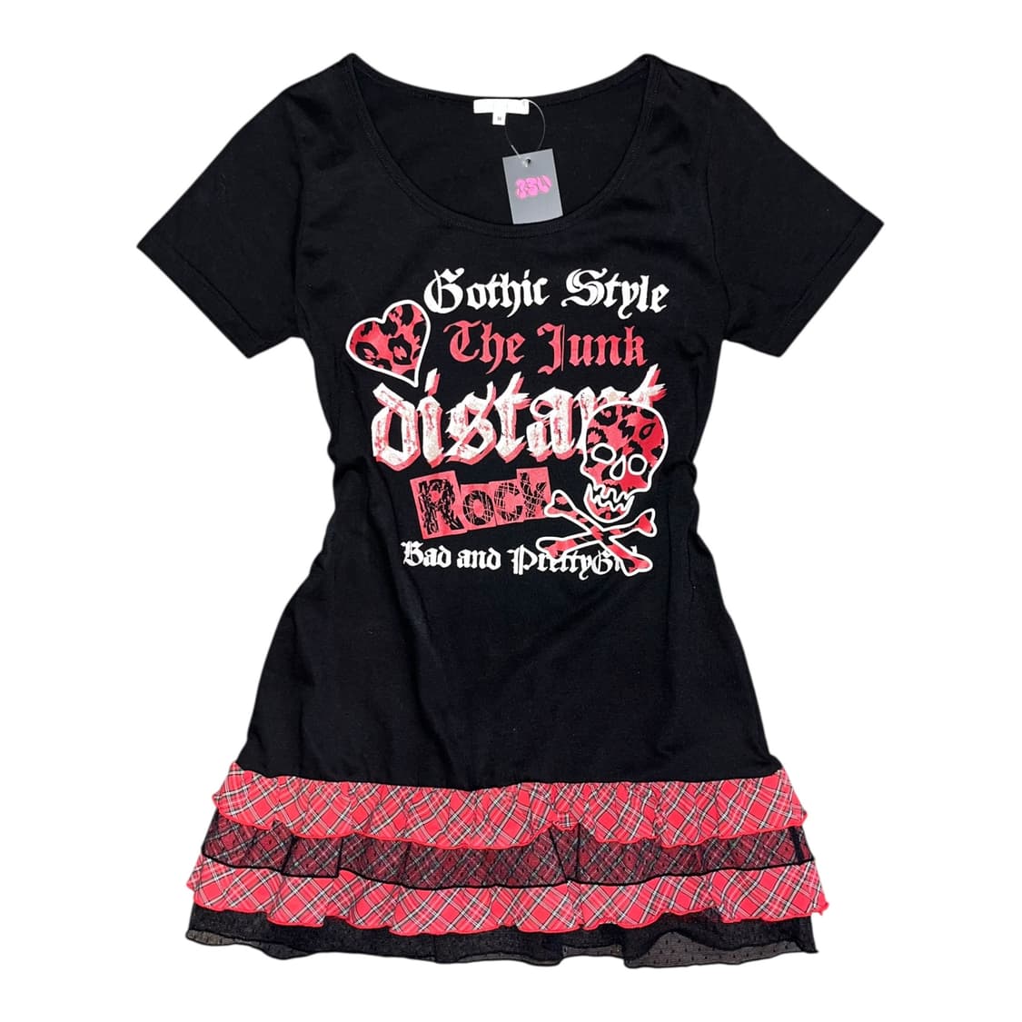 COlZA 콜자 글리터 프린팅 스커트 레이어드 반팔티 펑크키치y2k 상품이미지1