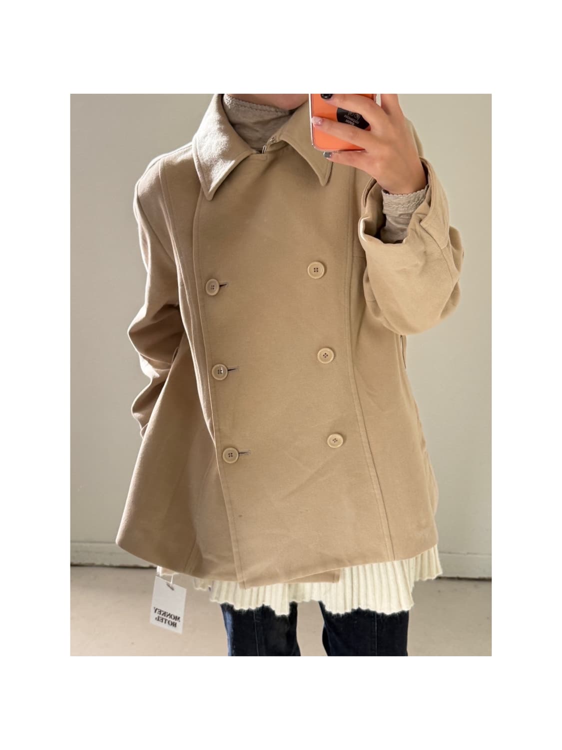 일본빈티지 INDIVI 샌드 더블 울코트 자켓 상품이미지1