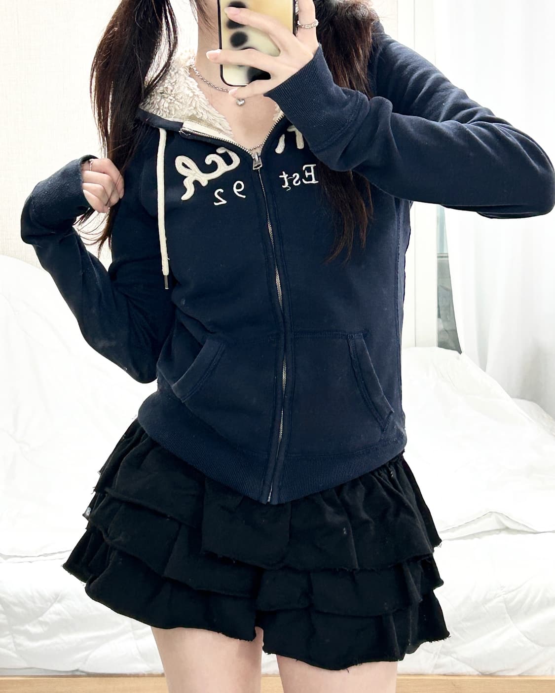 아베크롬비 네이비 양털 후드집업 상품이미지3