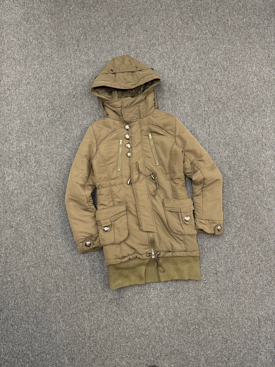 M)Japanese vintage Y2K 여성 올리브 퍼 야상 점퍼 자켓 상품이미지1