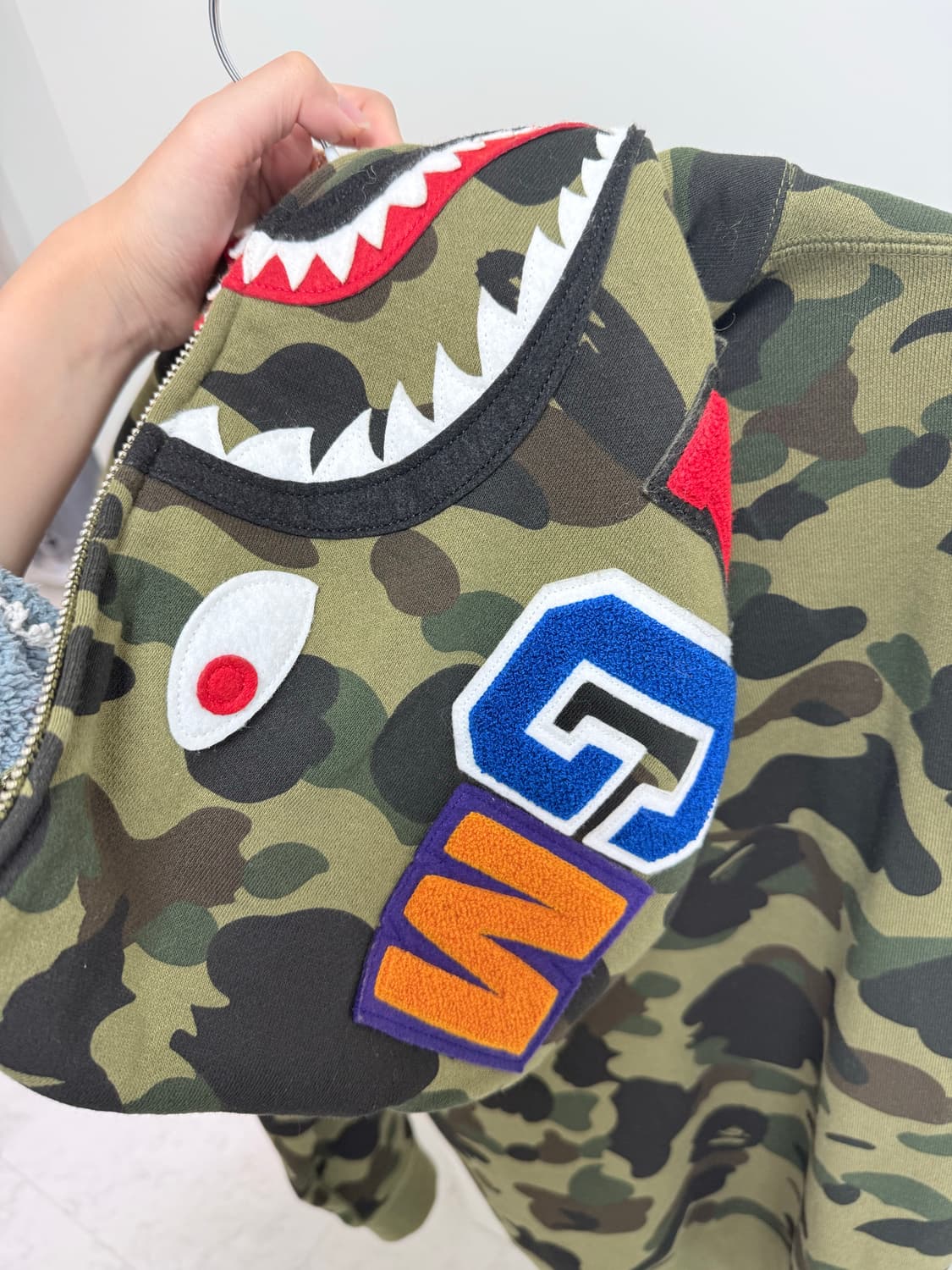 베이프 퍼스트 카모 샤크 후드집업 아미그린S 상품이미지6