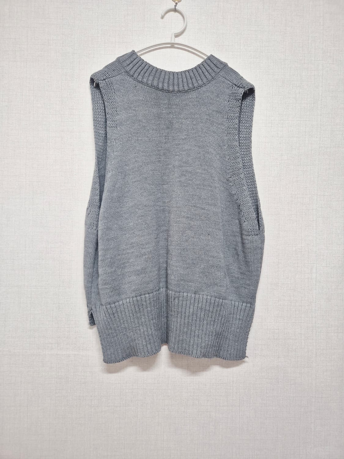 V넥 니트 조끼 그레이 상품이미지2