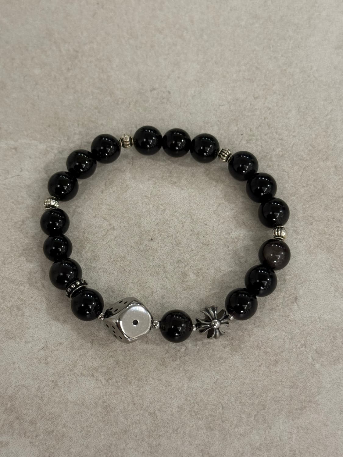 화이트 오닉스 크롬 다이스 포인트 팔찌 상품이미지1