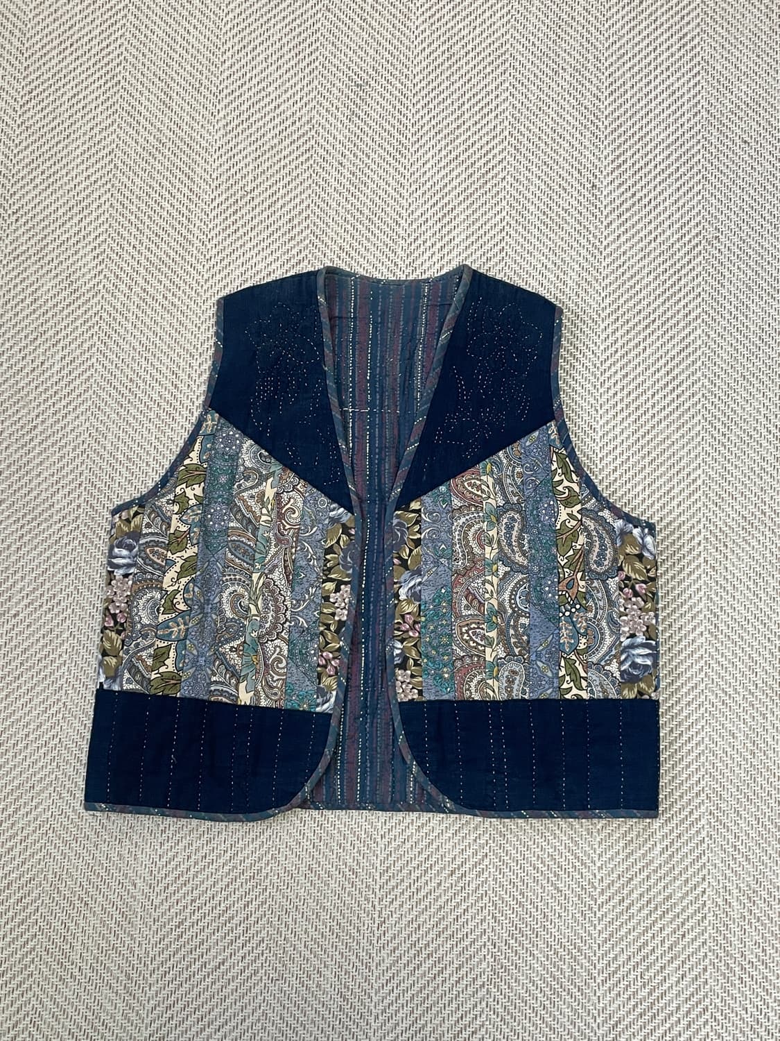 빈티지 캐피탈무드 보로 패치워크 베스트 J03531 상품이미지1