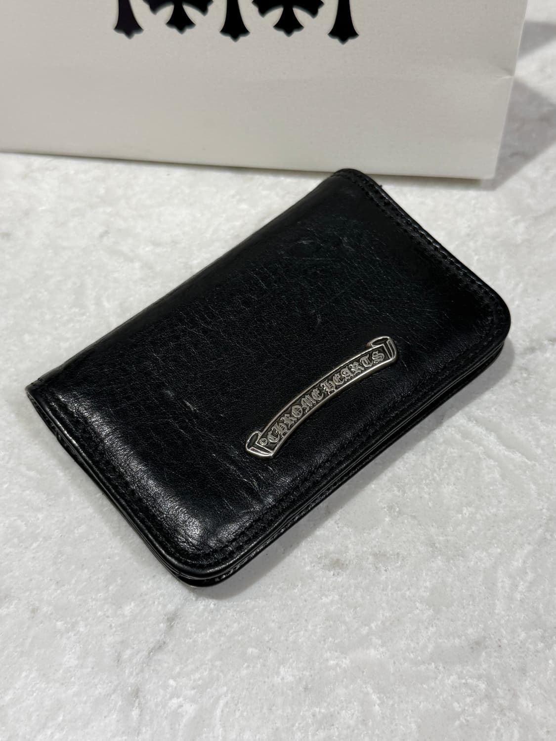 [ONE SIZE] 크롬하츠 실버 스크롤 라벨 카드지갑 블랙 상품이미지2