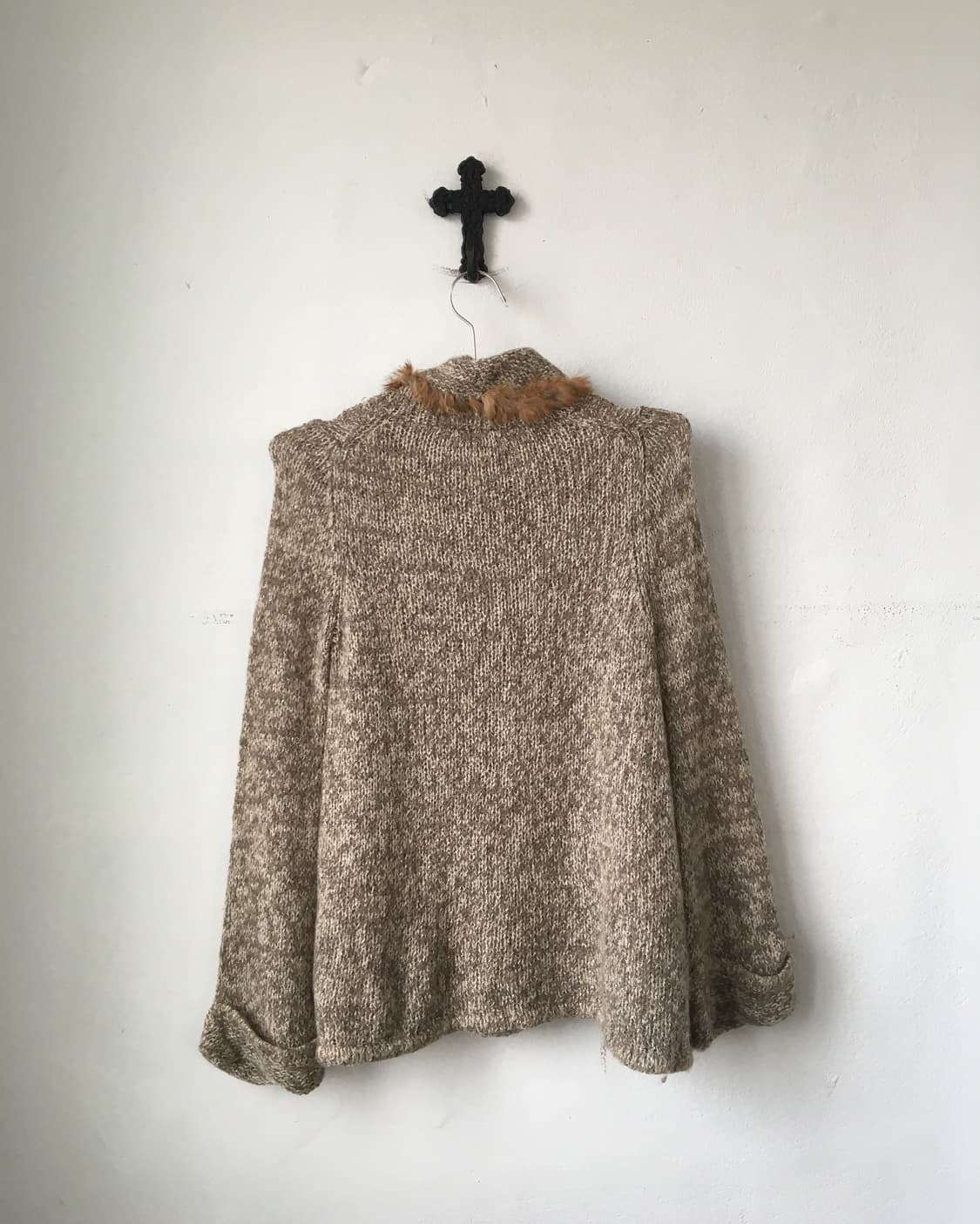 Fur trimming high neck knit 상품이미지3