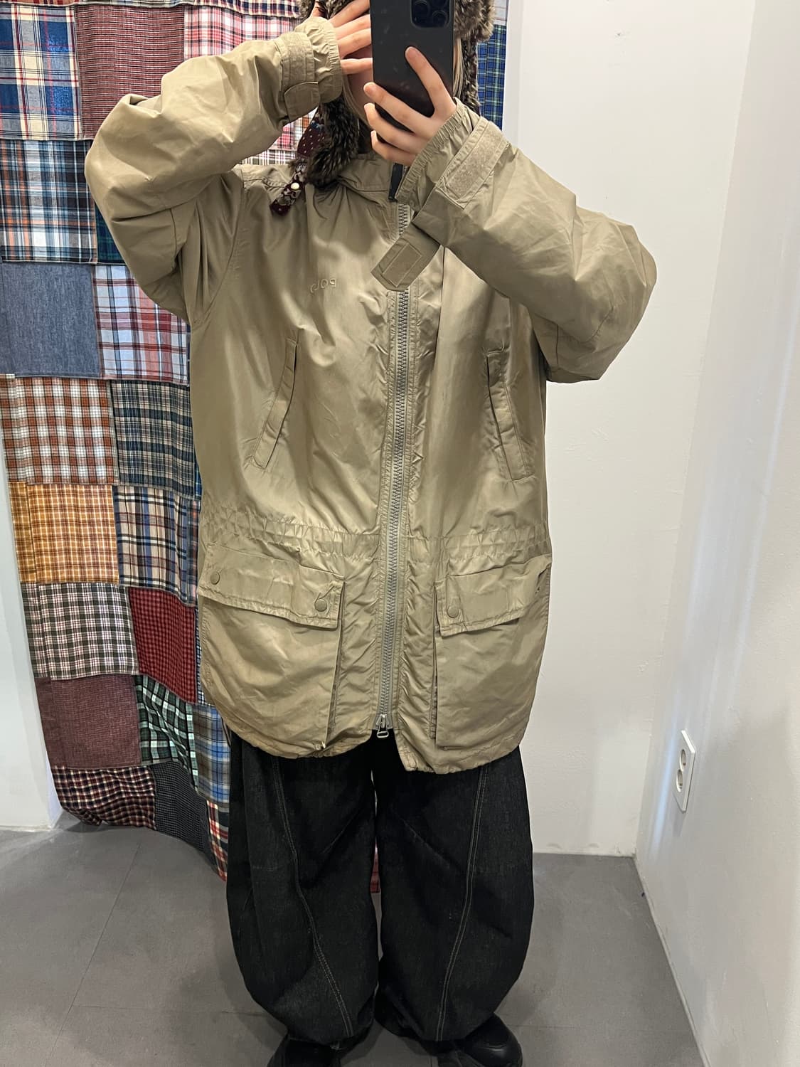 폴로 카키베이지 롱 바람막이 상품이미지4