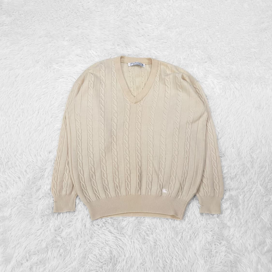 버버리 Burberry 00s 아카이브 기마 자수 케이블 니트 베이지  상품이미지2