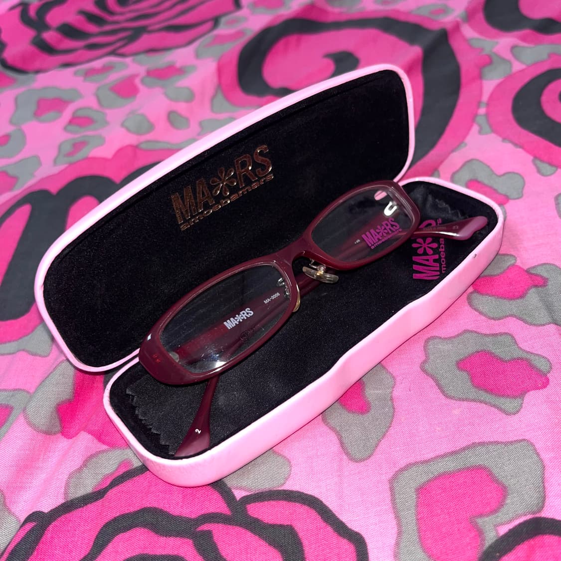 MA*RS마즈 각인 큐빅스톤 레드브라운 안경 히메오네갸루 핀터y2k긱시크 상품이미지4
