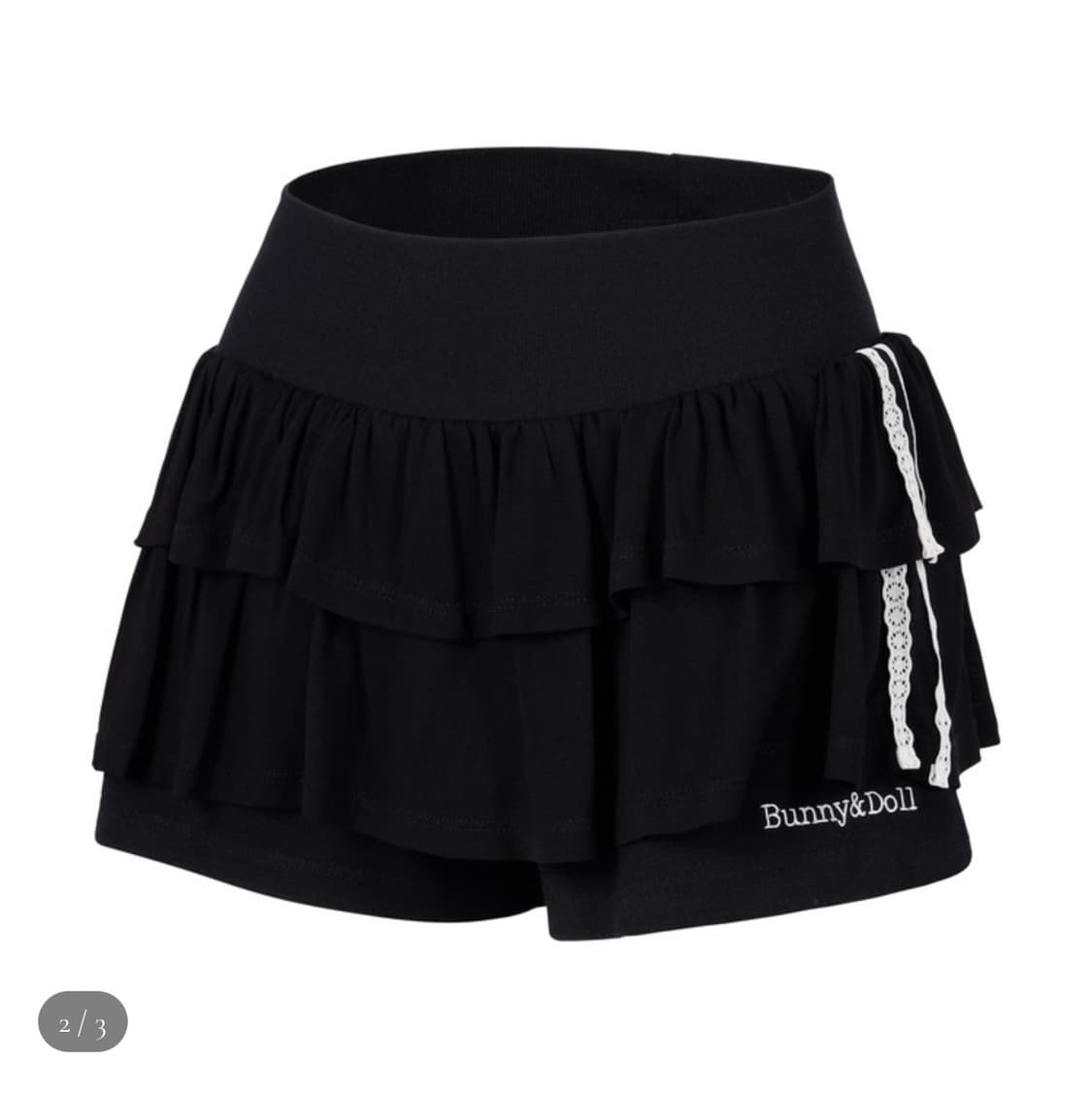 슈 버니앤돌 코튼 프릴 스커트 블랙 상품이미지2