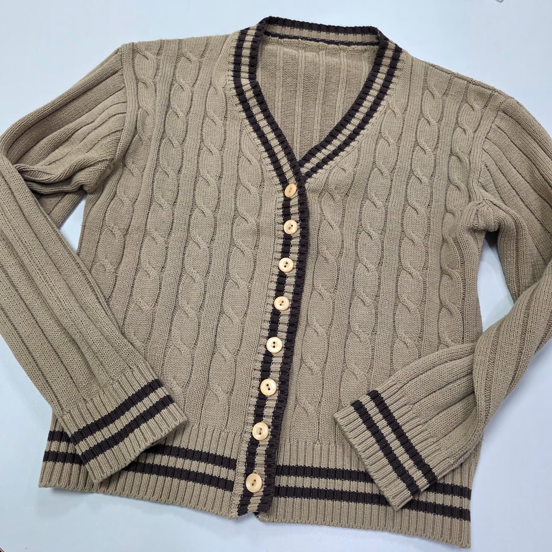 빈티지)브라운 라떼갸루 로맨틱 모리걸 니트가디건 상품이미지1