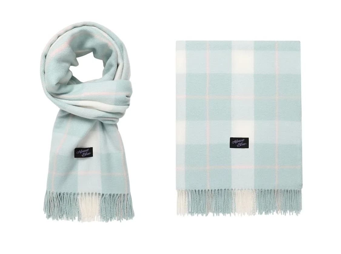 얼모스트 블루 미스티 그린 체크허그 머플러 상품이미지1