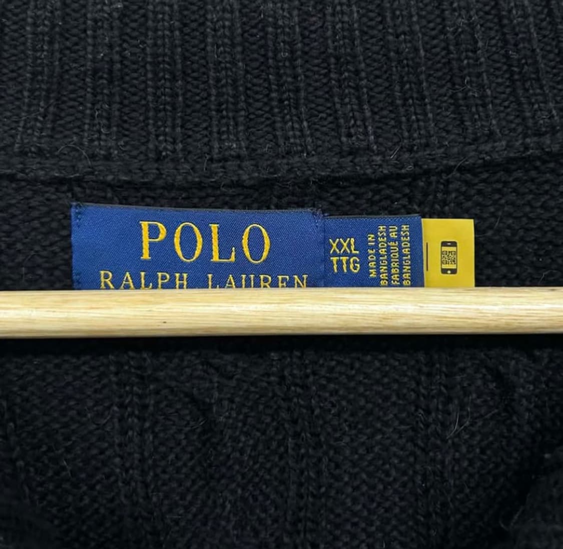 폴로 랄프로렌 케이블 니트 블랙 반집업 (XXL) 상품이미지3