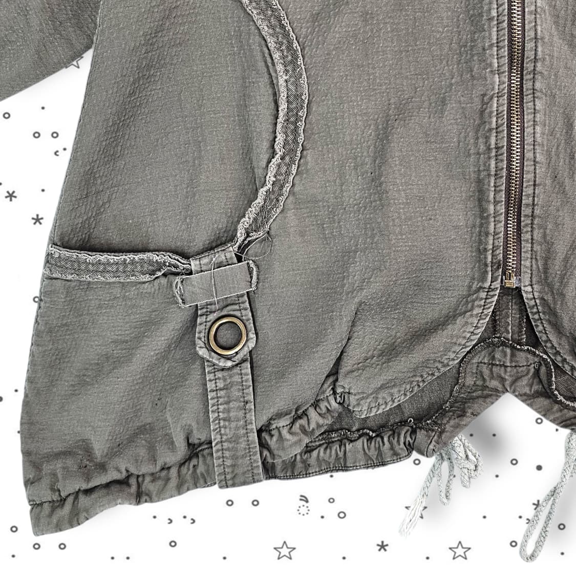 F  DROM EDAR 빈티지 그런지 워싱 집업 반팔 자켓 상품이미지3