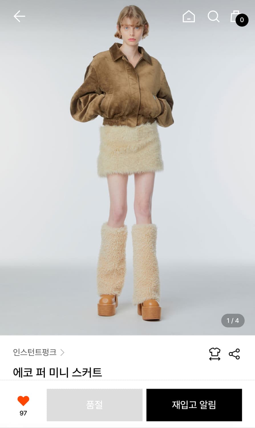 구해요)인스턴트펑크 에코 퍼 미니 스커트 상품이미지1