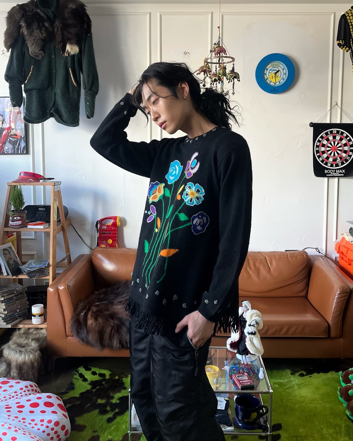 1980-90s MICMAC Paris Fringe Floral Knit 상품이미지2