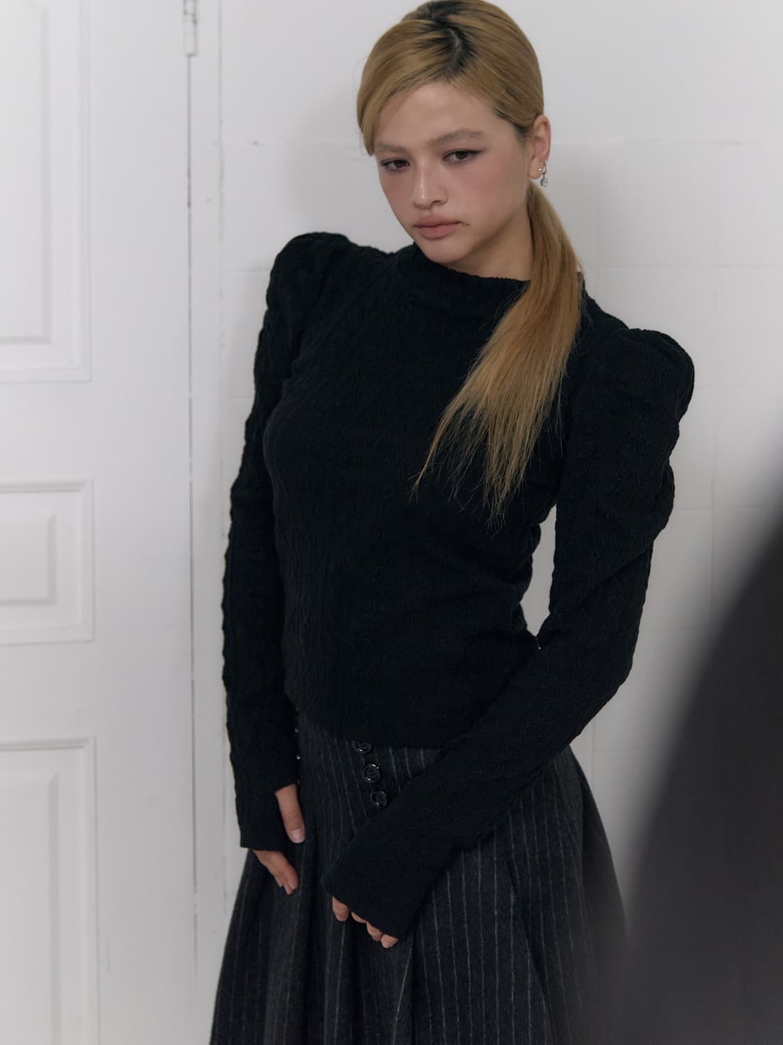 kanari PUFF KNIT BLACK 상품이미지2