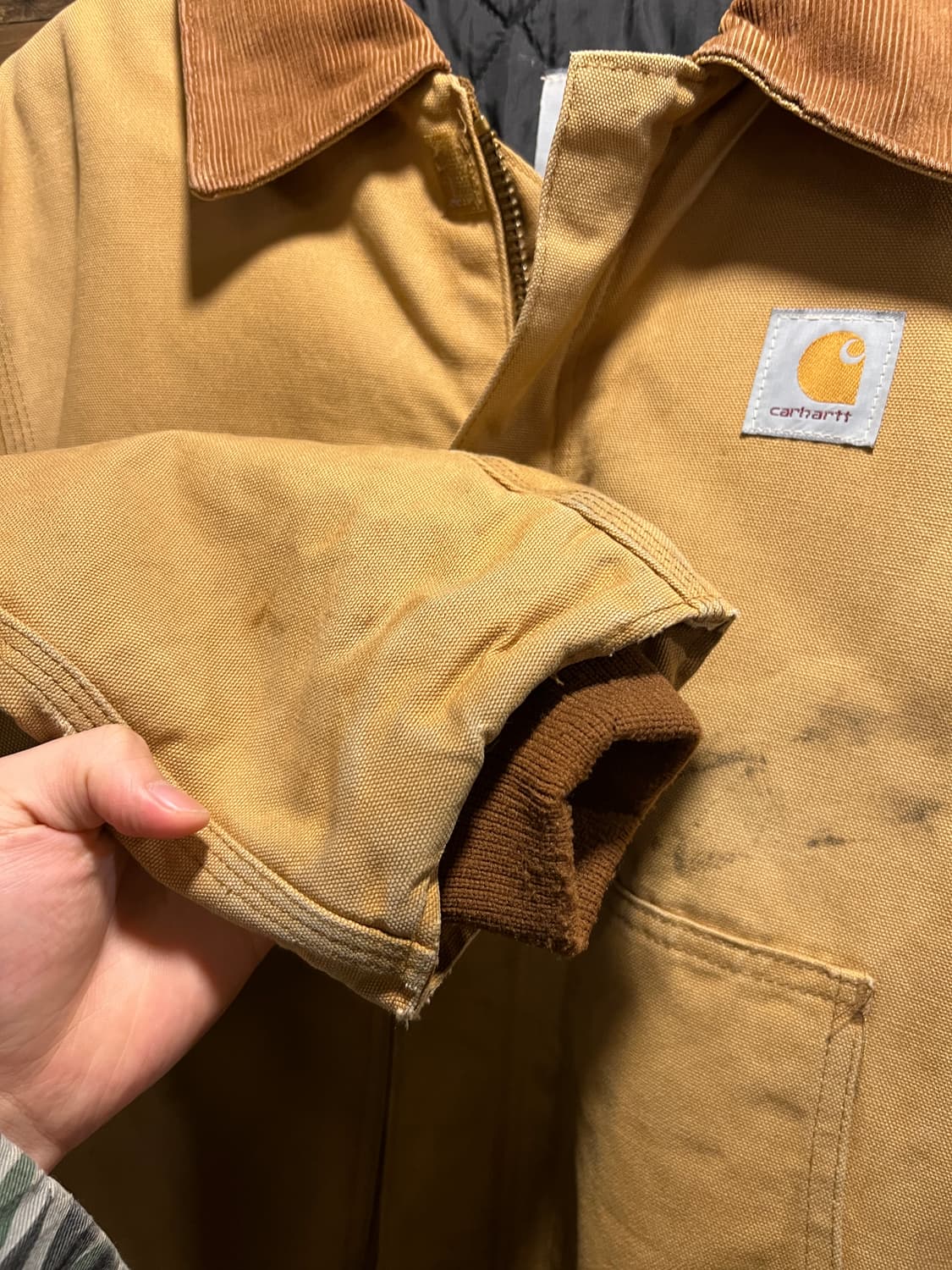 [XL]90's 칼하트 Made in USA 더티워싱 아크틱 워크자켓 상품이미지5