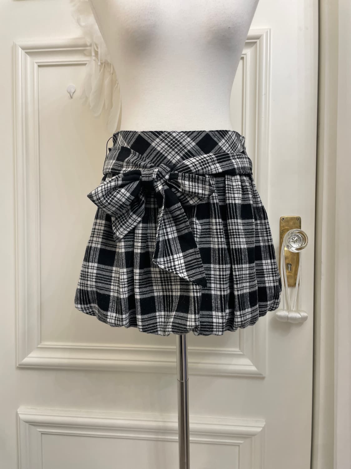 black&white check bow point lovely mini 상품이미지5