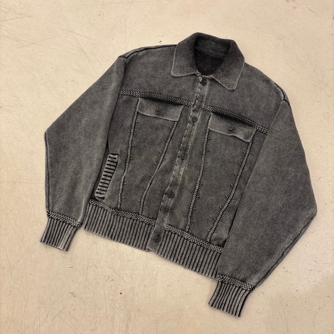 빈티지 워싱 니트 자켓 상품이미지1