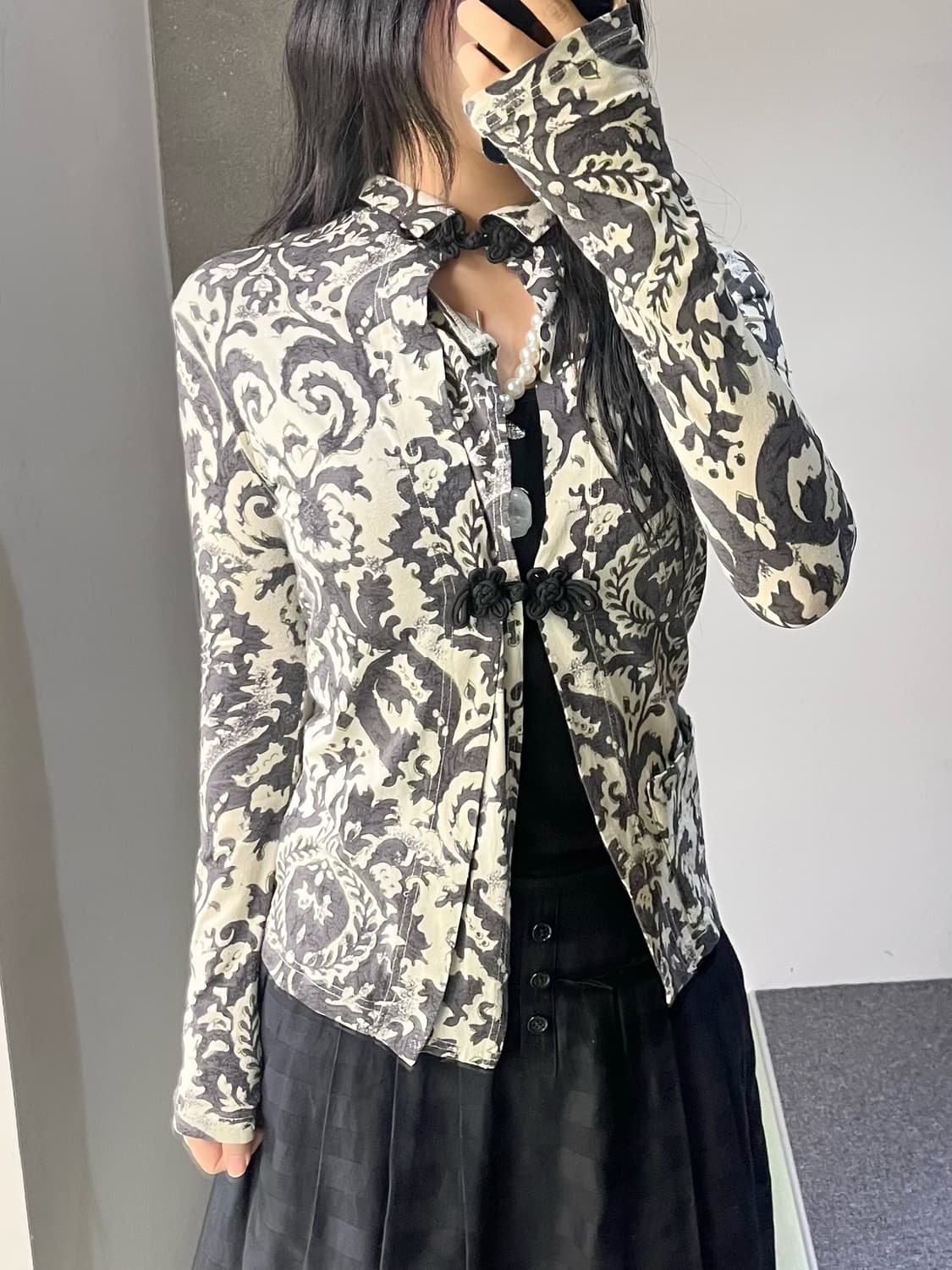 요지 야마모토 다마스크 오리엔탈 버튼 가디건 상품이미지2