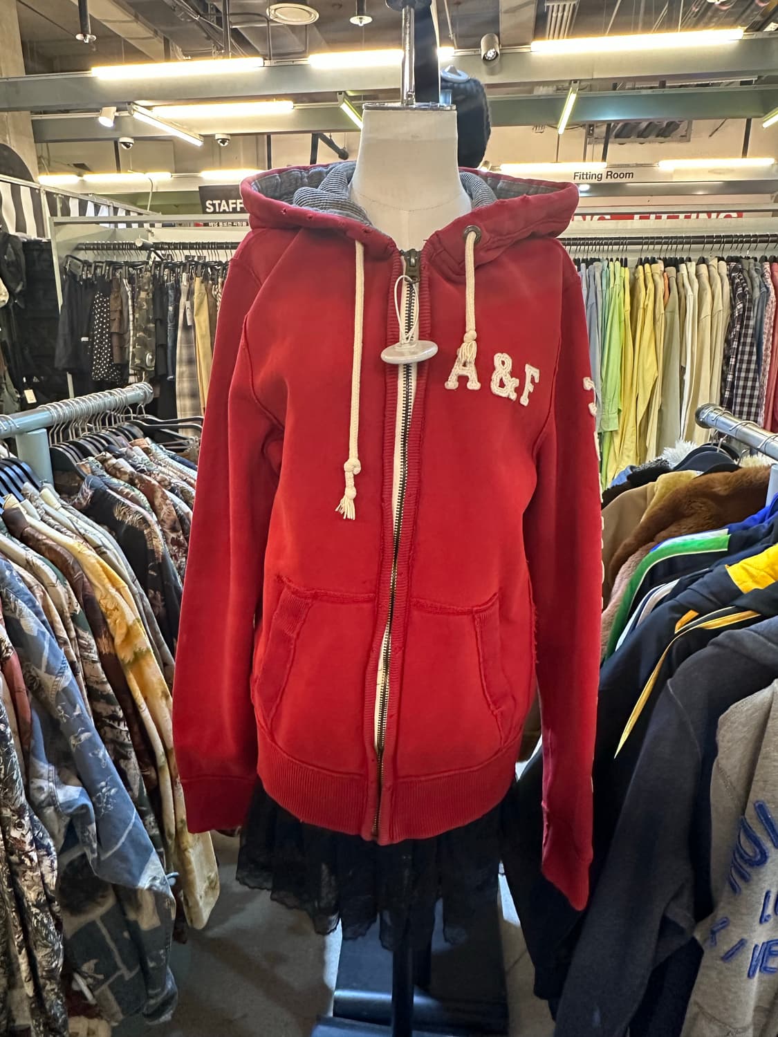 아베크롬비 레드 그런지 후드집업 상품이미지2