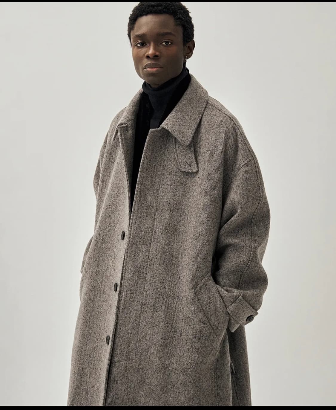 울 실크 헤링본 발마칸 코트 (그레이) 판매합니다 상품이미지2