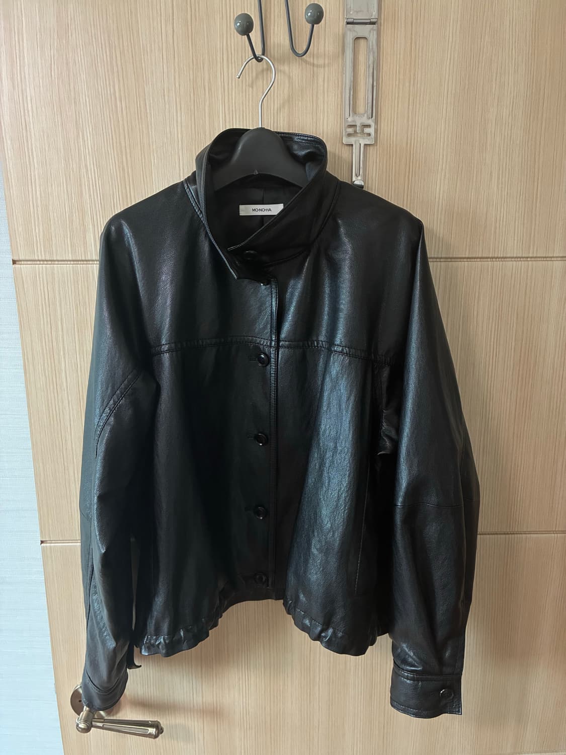 모노하 하이넥 버튼 자켓 블랙 상품이미지1