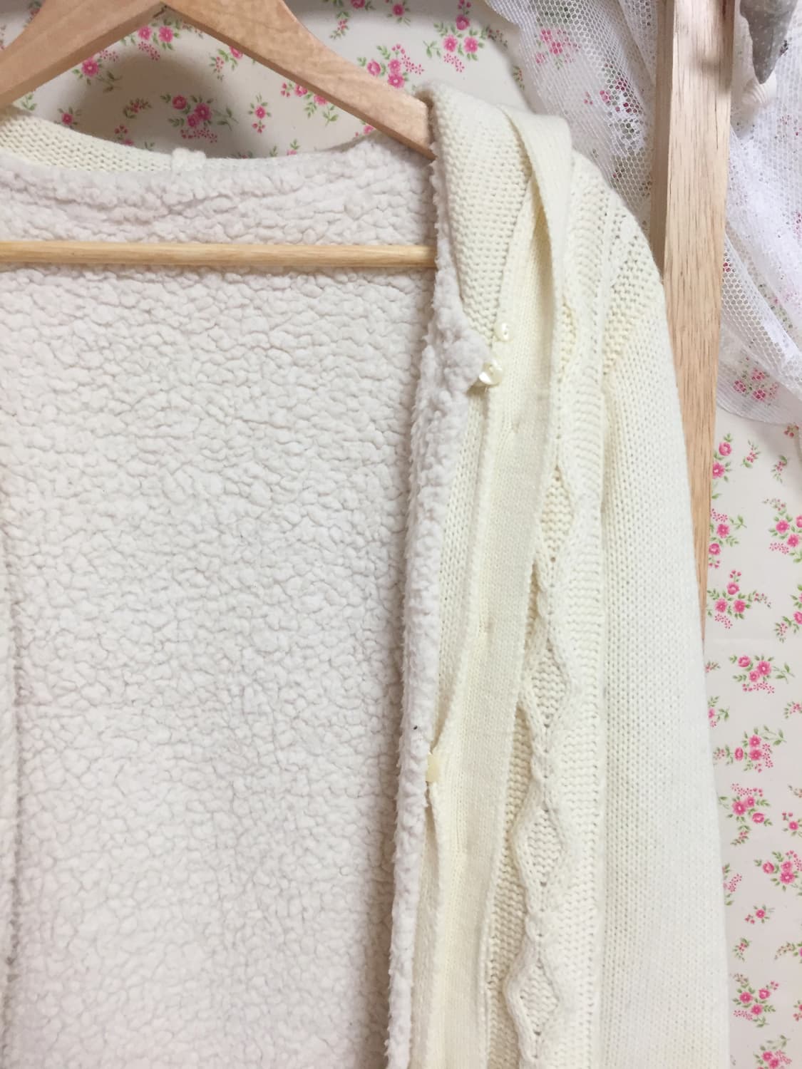 빈티지 모리걸 바닐라 니트 후드집업 상품이미지6