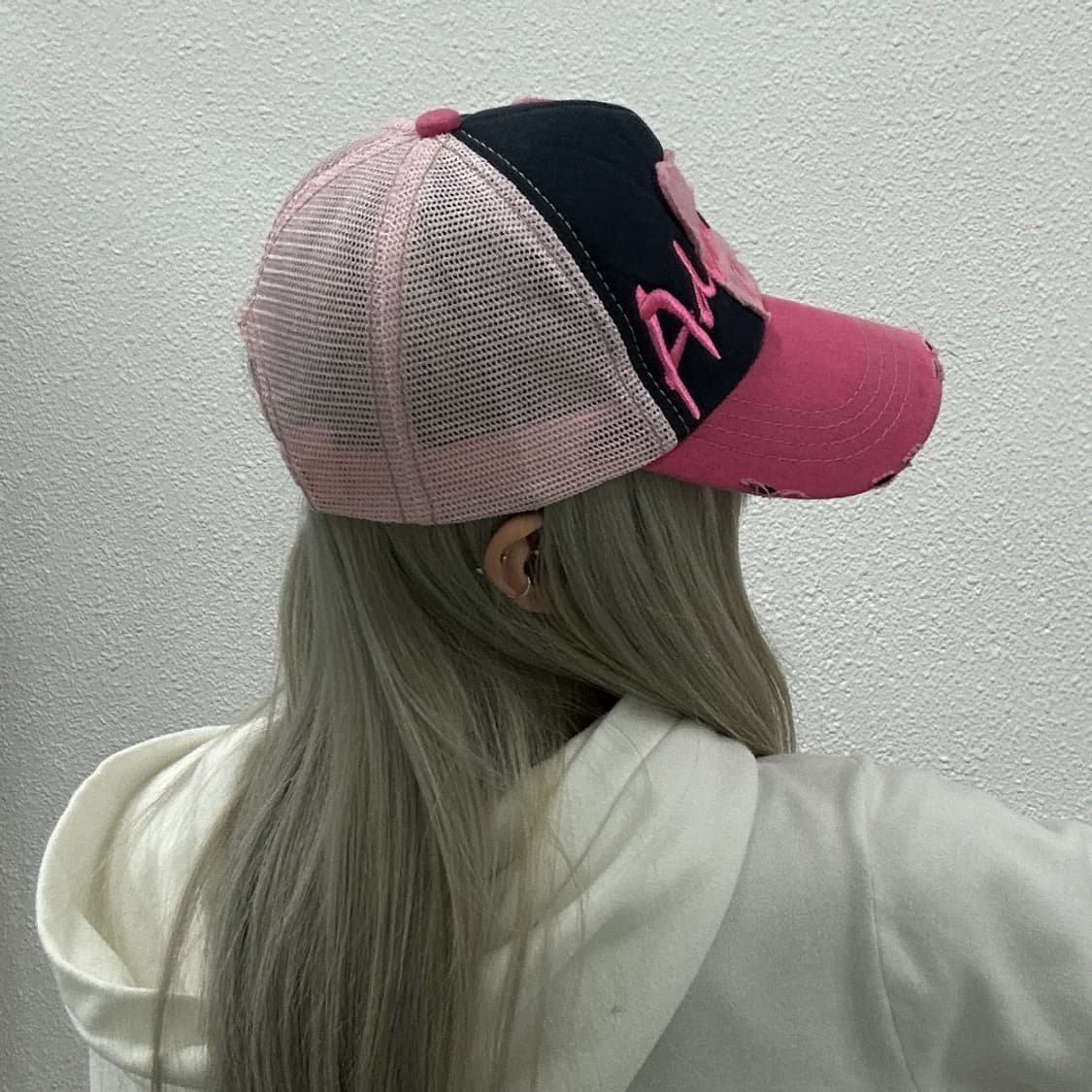 2000s 빈티지 데미지 핑크 Y2K 볼캡 상품이미지3