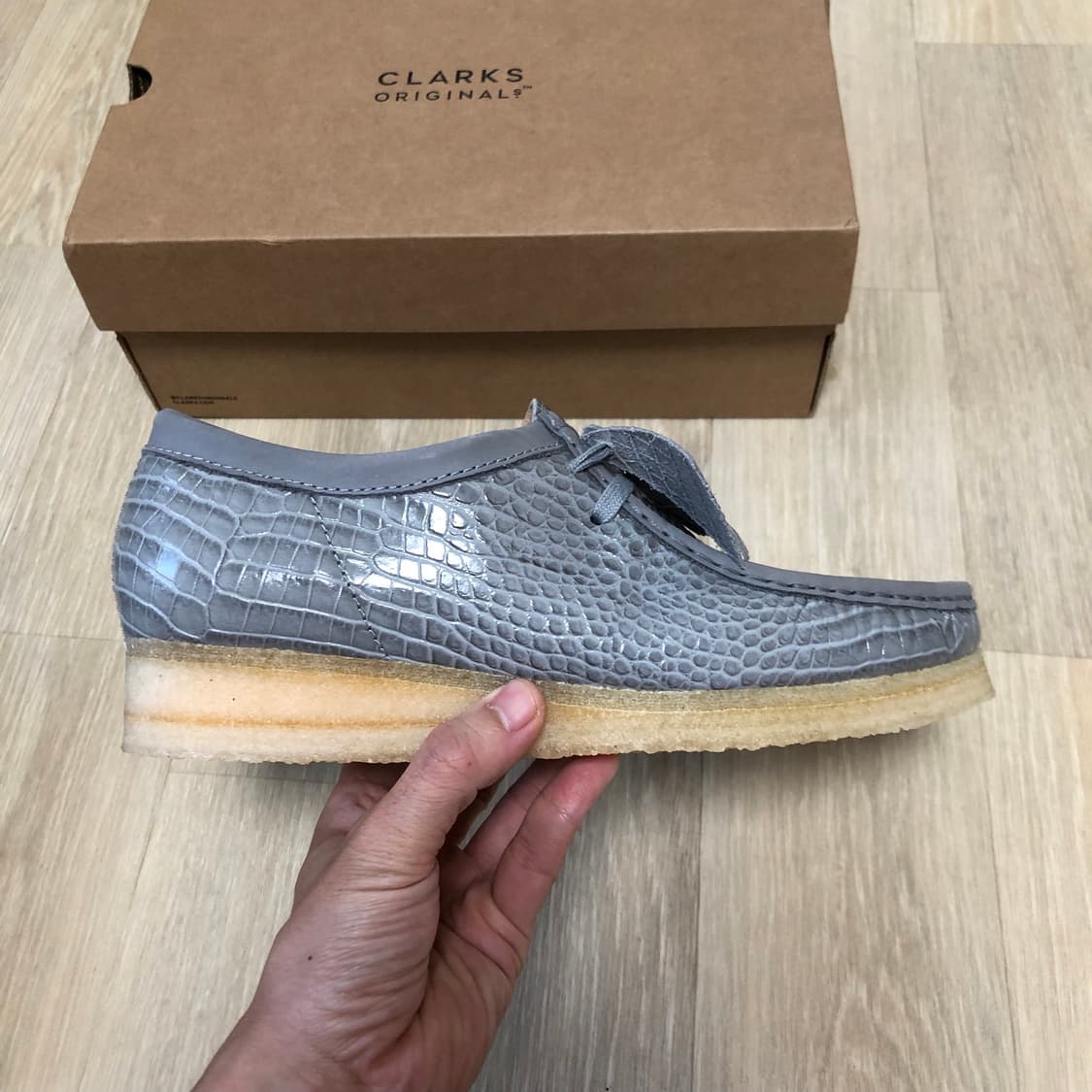 (270) 새상품 클락스 Clarks 왈라비 그레이 크록 레더 상품이미지3