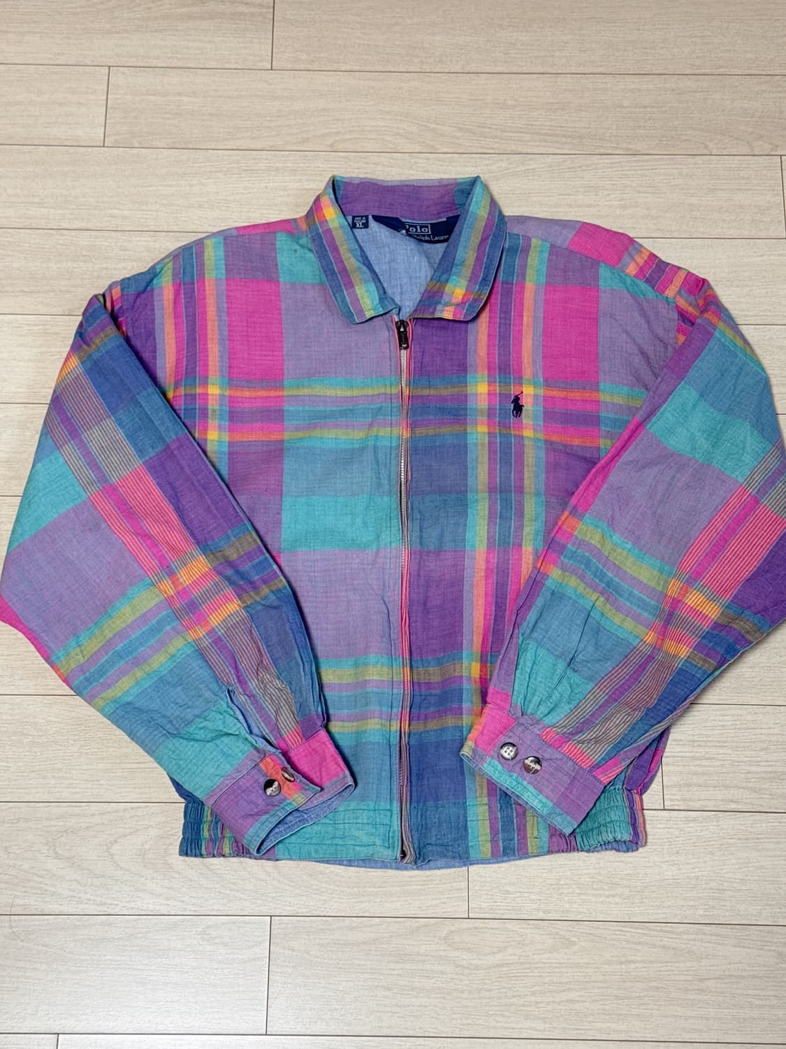 90s 폴로 랄프로렌 체크 블루종(XL) 상품이미지1