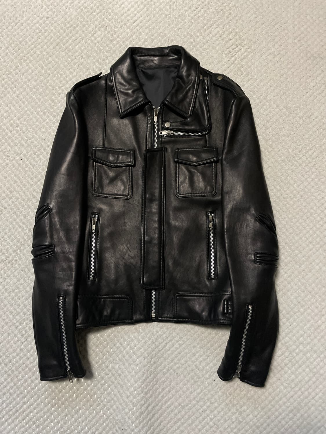 광희시장 웨스턴 무드 램스킨 양가죽 포켓 레더 자켓 상품이미지1