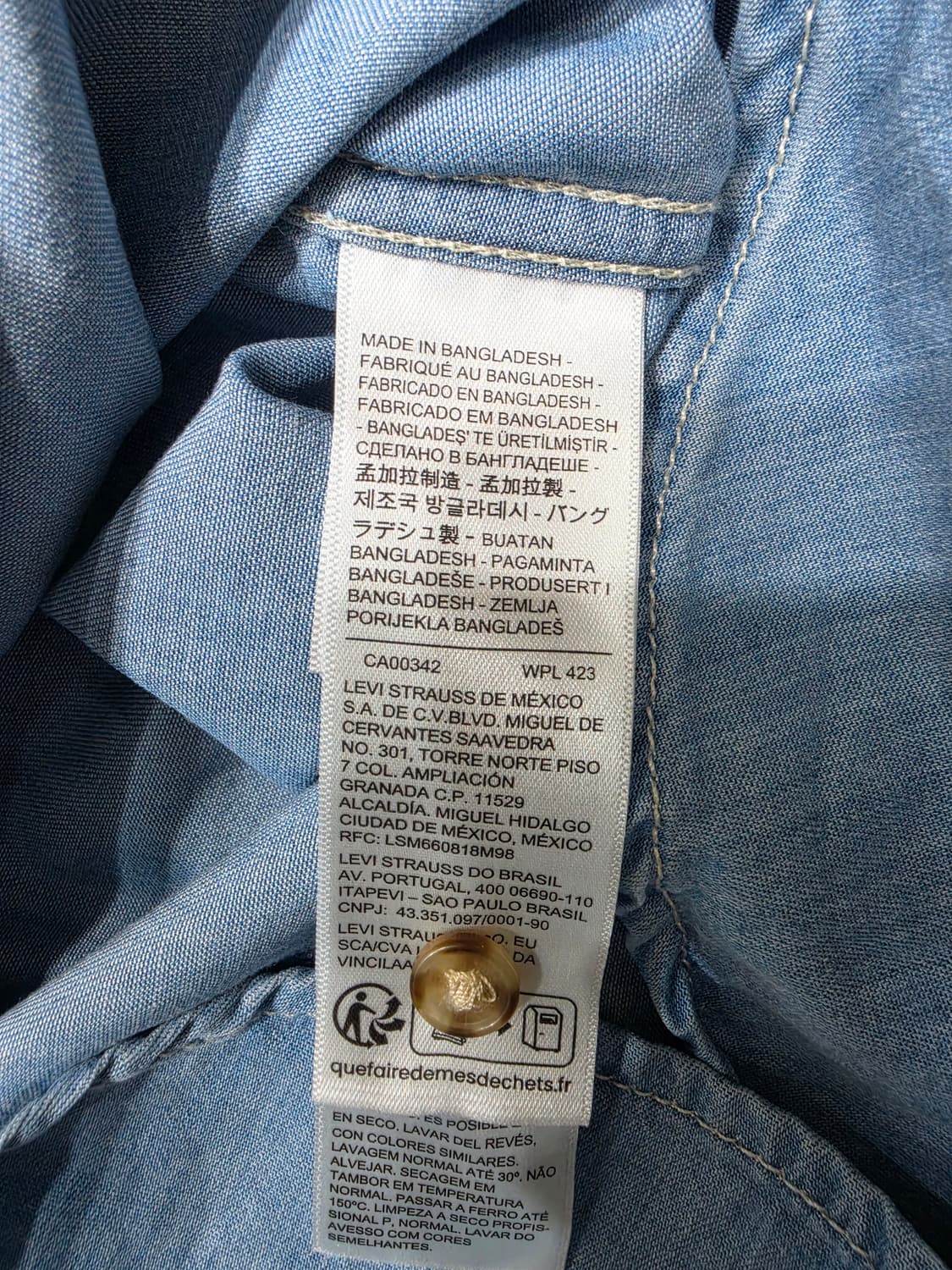 리바이스 포켓 샴브레이 데님 셔츠 롤업 셔츠 M 상품이미지9
