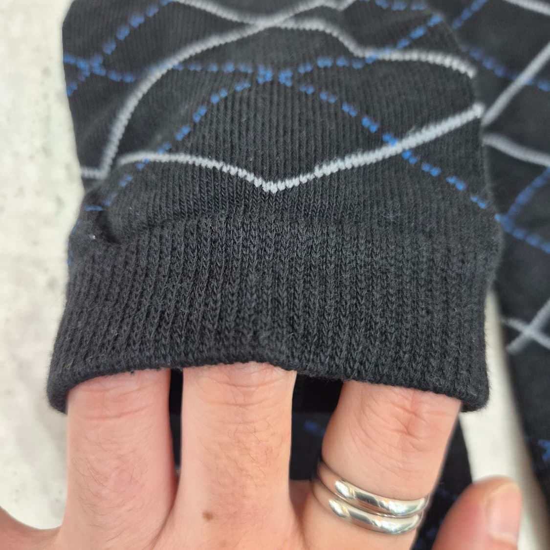 블랙 아가일 체크 오버니삭스 상품이미지5